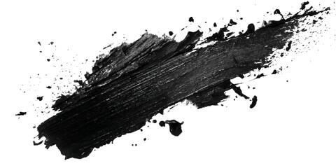 ink brushstroke on white background with visible splashes for watercolor style effect. grunge isolated on white background,	