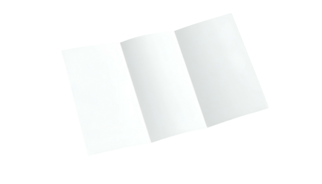 A white, folded paper with three sections. The image has a black background