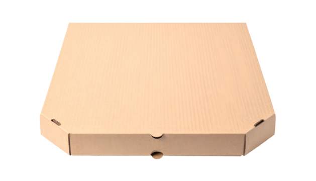 Closed corrugated cardboard box, traditionally used for delivering and storing food