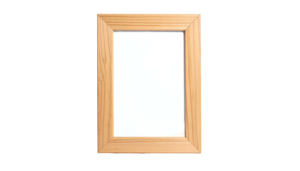 A rectangular, light-colored wooden picture frame on a black background, with a white interior