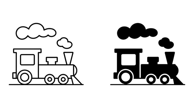 Vector Illustration of a vintage steam train locomotive, showcasing its design and nostalgic charm in a simple drawing