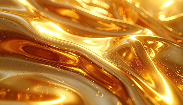 A rippling, shiny golden surface with bright highlights and sparkling flecks - Powered by Adobe