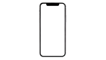 A sleek, black smartphone with a notch sits upright against a stark black background