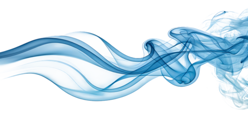 Blue colored modern design smoke, steam isolated on white or transparent background
