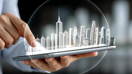 Exploring urban development through digital technology in a modern city setting with innovative design concepts - Powered by Adobe