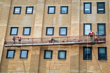 Work platform on a building wall in New York City, Manhattan, USA