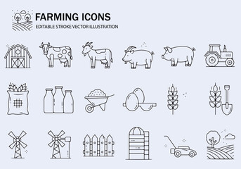 Fototapeta premium Simple agriculture icon grid vector illustration for design and print projects