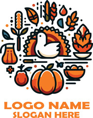 Thanksgiving day logo icon vector white background .