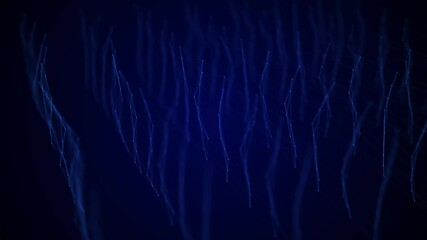 Abstract digital network plexus animation showing data transfer and connection points in a hi-tech background design. - Powered by Adobe