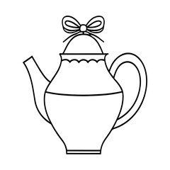 Hand-drawn vintage black and white teapot vector illustration for hot tea or coffee beverage design