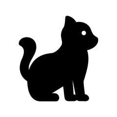 Simple black silhouette of a cat sitting, looking off to the side