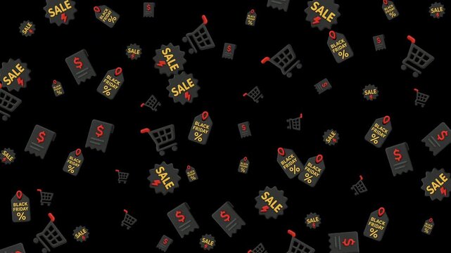 Black friday shopping icons seamless pattern animation showcase deals and savings. Perfect for promotions, websites, social media, and marketing materials.