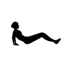 Silhouette of woman performing crab walk exercise, a strength and flexibility move