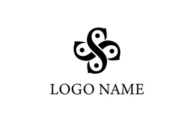 Initial Letter Double S Logo Template with Infinity Rounded Cross Symbol in Flat Design Monogram Illustration 