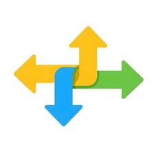 3D Colorful Arrows Pointing in Different Directions on White Background