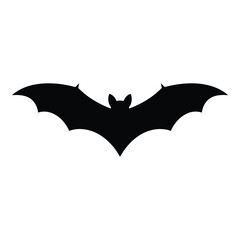 Fototapeta premium Silhouette of a black bat in flight against a white background