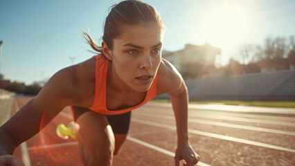 Athlete Speed Training on Sunlit Track with Vibrant Energy for Modern Fitness Lifestyle