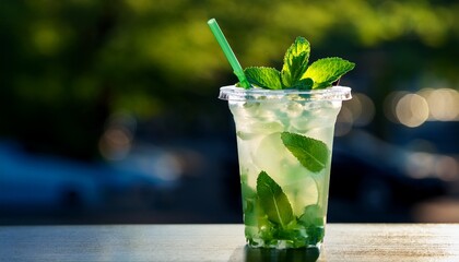 mojito drink in a plastic cup