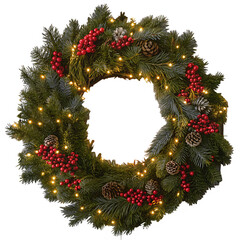 festival wreath with light isolated on a transparent background