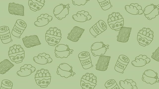 seamless pattern with food and drink doodle