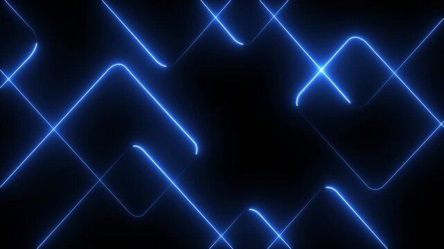 A glowing vibrant abstract background featuring dynamic neon line patterns in shades of cyan .Glowing neon line light Black Background .Neon red laser lines animation. 4k motion graphics video .