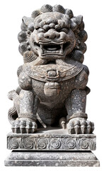 PNG Stone chinese guardian lion statue sculpture art.