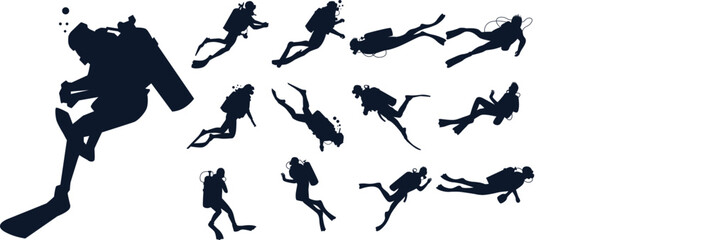 vector silhouette of a swiming 