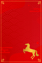 2026年　春節　new year 縦　馬 背景
