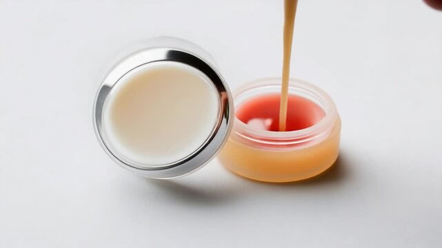 Container and jar of lip butter products for beauty routine
