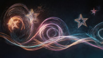 Ethereal Starry Night - Swirling Lights and Celestial Wonders.