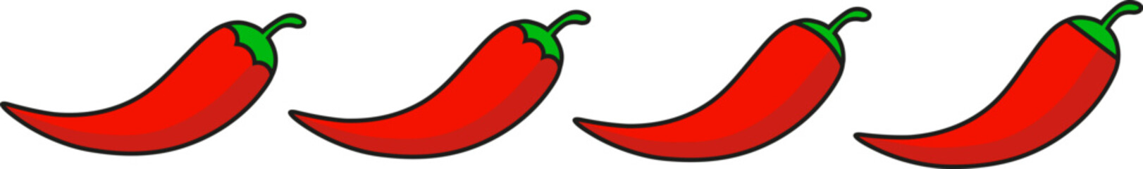 Red chili pepper with shadow on white background