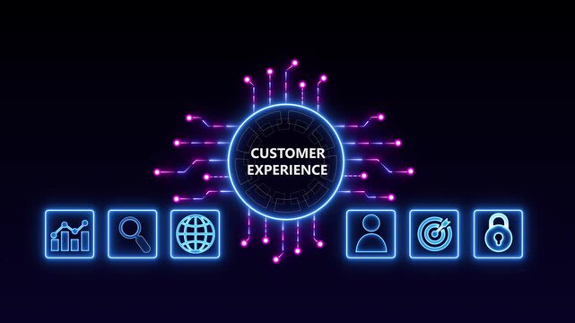 Animated digital illustration depicting the concept of omnichannel customer experience globally
