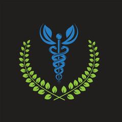 Natural Healing Caduceus drawing logo