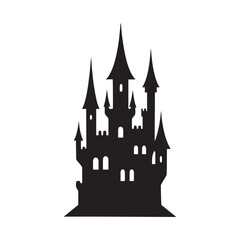 Obraz premium Fantasy Castle Silhouette, halloween 