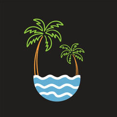 Plam tree and wave vector illustration