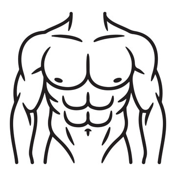 Muscular male torso six pack abs outline silhouette