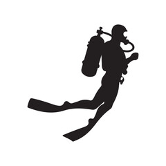 scuba diver vector silhouette clip art logo design illustration
