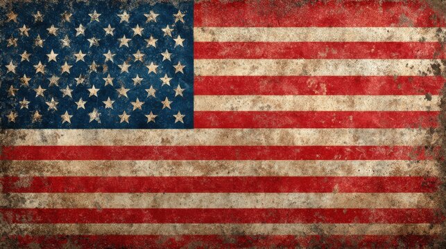 Vintage american flag with distressed texture, symbolizing patriotism