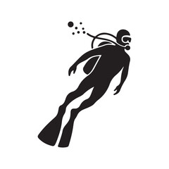 scuba diver vector silhouette clip art logo design illustration