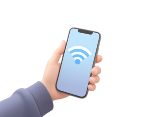 Firefly_3d minimal target achievement concept. mission complete. goal accomplishment. dartboa - Firefly_3d Wi-Fi signal searching. wifi tethering. hand holding smartphone searching  (3)