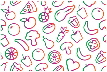 Cute Hand Drawn Heart and Food Doodle Pattern Vector for Kids Design
