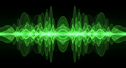 Abstract green waveform on a black background design