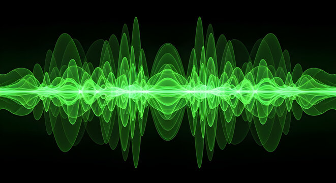 Abstract green waveform on a black background design - Powered by Adobe