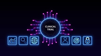 The concept of business, technology, the Internet and the network. A young entrepreneur working on a virtual screen of the future and sees the inscription: Clinical trial - Powered by Adobe