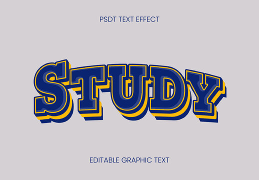Blue And Yellow College Varsity Text Effect 3D Bold Retro Font