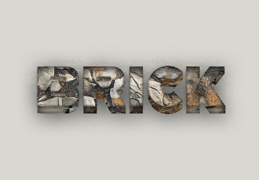 Brown And Gray Embossed Concrete Text Effect Stone 3D Font