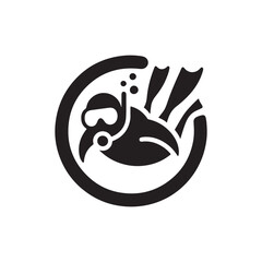 scuba diver vector silhouette clip art logo design illustration