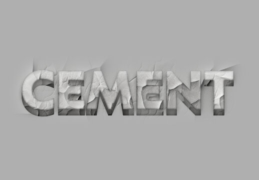 Gray And White Embossed Concrete Text Effect Cement 3D Font