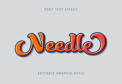 Orange And Blue Stitch Embroidery Text Effect Script Fabric Textile Font