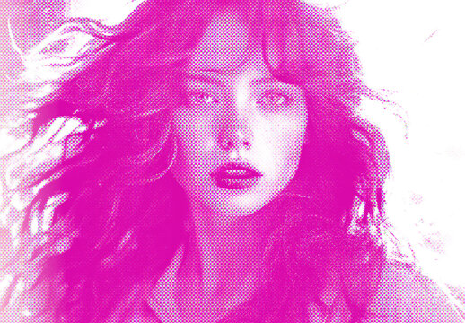 Pink Halftone Print Texture Photo Effect